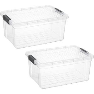 image:imageSuperio Storage Bins with Lids Clear Plastic Containers for Organizing Stackable Totes BPA Free Odor Free Organizer Boxes for Home and Dorm 2 Pack 2275 Qt21 Qt