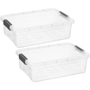 image:imageSuperio Storage Bins with Lids Clear Plastic Containers for Organizing Stackable Totes BPA Free Odor Free Organizer Boxes for Home and Dorm 2 Pack 2275 Qt225 Quart