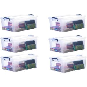 image:imageSuperio Clear Storage Boxes with Lids 875 Quart Plastic Container Bins for Organizing Stackable Crates BPA Free Non Toxic Odor Free Organizers for Home Office and Dorm 6 Pack225 Qt