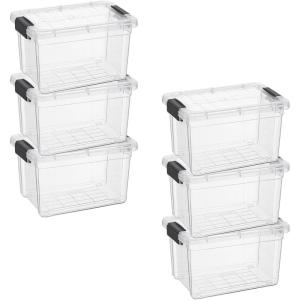 image:imageSuperio Clear Storage Boxes with Lids 875 Quart Plastic Container Bins for Organizing Stackable Crates BPA Free Non Toxic Odor Free Organizers for Home Office and Dorm 6 Pack14 Quarts