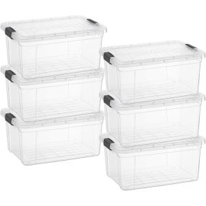 image:imageSuperio Clear Storage Boxes with Lids 875 Quart Plastic Container Bins for Organizing Stackable Crates BPA Free Non Toxic Odor Free Organizers for Home Office and Dorm 6 Pack185 Quart