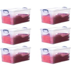 image:imageSuperio Clear Storage Boxes with Lids 875 Quart Plastic Container Bins for Organizing Stackable Crates BPA Free Non Toxic Odor Free Organizers for Home Office and Dorm 6 Pack36 Qt