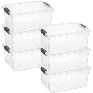 image:imageSuperio Clear Storage Boxes with Lids 875 Quart Plastic Container Bins for Organizing Stackable Crates BPA Free Non Toxic Odor Free Organizers for Home Office and Dorm 6 Pack21 Qt