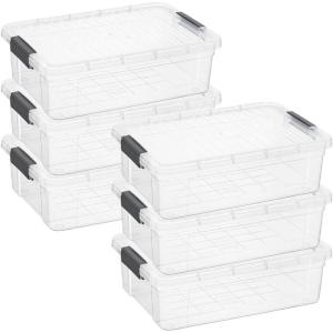 image:imageSuperio Clear Storage Boxes with Lids 875 Quart Plastic Container Bins for Organizing Stackable Crates BPA Free Non Toxic Odor Free Organizers for Home Office and Dorm 6 Pack32 Quart