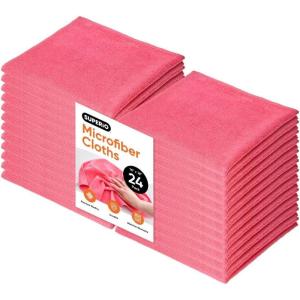 image:imageSuperio Pink Microfiber Cleaning Cloth for Cars Kitchen Bathroom 16x16 Miracle Cloth Lint Free Rags for Cleaning House Washable Reusable No Detergents Needed Scratch amp Streak Free 24 Pack