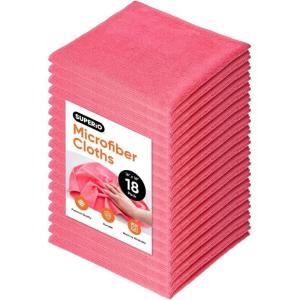 image:imageSuperio Pink Microfiber Cleaning Cloth for Cars Kitchen Bathroom 16x16 Miracle Cloth Lint Free Rags for Cleaning House Washable Reusable No Detergents Needed Scratch amp Streak Free 18 Pack