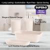 image:imageDecorative Plastic Bathroom Accessories Set Brown Set of 4 Soap Dish Liquid Dispenser Toothbrush Holder Cup Vanity Organizer Tray  Bath Accessory Countertop Decor Gift  Ribbed DesignEco