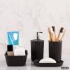 image:imageDecorative Plastic Bathroom Accessories Set Brown Set of 4 Soap Dish Liquid Dispenser Toothbrush Holder Cup Vanity Organizer Tray  Bath Accessory Countertop Decor Gift  Ribbed DesignBrown