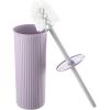 image:imageDecorative Plastic Toilet Bowl Brush and Holder Set Taupe 2 Pack Cleaner Scrubber for Bathroom  Ribbed DesignLilac