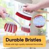 image:imageDeep Cleaning Brush Scrubber Set of 2  Double Sided Dish and Vegetable Brush and AllPurpose Scrub Brush  Heavy Duty NonScratch Multipurpose Utility Scrubber for Home Kitchen Bathroom  Red