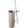 image:imageDecorative Plastic Toilet Bowl Brush and Holder Set Blue 1 Pack Cleaner Scrubber for Bathroom  Ribbed DesignTaupe