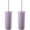 image:imageDecorative Plastic Toilet Bowl Brush and Holder Set Taupe 2 Pack Cleaner Scrubber for Bathroom  Ribbed DesignLilac