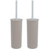 image:imageDecorative Plastic Toilet Bowl Brush and Holder Set Taupe 2 Pack Cleaner Scrubber for Bathroom  Ribbed DesignTaupe