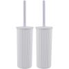image:imageDecorative Plastic Toilet Bowl Brush and Holder Set Taupe 2 Pack Cleaner Scrubber for Bathroom  Ribbed DesignWhite Smoke