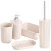 image:imageSuperio Ribbed Collection  EcoFriendly Decorative Plastic Bathroom Accessories Set Set of 5 Soap Dish Liquid Dispenser Toothbrush Holder Cup Vanity Organizer Tray Toilet Brush