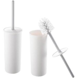 image:imageDecorative Plastic Toilet Bowl Brush and Holder Set White 1 Pack Cleaner Scrubber for Bathroom  Ribbed Design2
