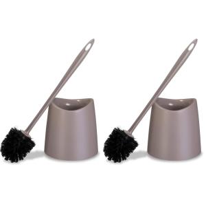 image:imageSuperio Plastic Toilet Brush with Taupe Bristles Includes Holder for Easy Bathroom Cleaning Pack of 2