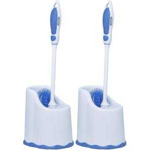 image:imageSuperio Toilet Brush and HolderToilet Bowl Cleaning System with Scrubbing Wand Under Rim Lip Brush and Storage Caddy for Bathroom White and Blue Pack of 2
