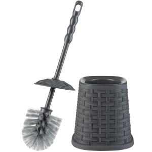 image:imageSuperio Wicker Style Toilet Bowl Brush and Holder Onyx Grey Durable Toilet Brush to Clean Bowl