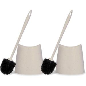 image:imageToilet Brush Cleaner and Holder EcoFriendly Toilet Bowl Cleaner Brush with Scrubbing Wand Brush and Storage Caddy for Easy Bathroom Cleaning 2Pack