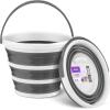 image:imageSuperio Collapsible Bucket 2 Gallon Bucket with Handle Grey Car Wash Bucket Small Foldable Silicone Pail for Camping Fishing Cleaning Mopping 10 Liter 22