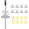 image:imageSuperio Mop and Broom Holder Set of 4 Single Piece Hooks White Plastic Wall Mount Cleaning Storage Tool Organizer HeavyDuty Hook for Kitchen Closet Garage and OfficePlastic