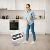 image:imageSuperio String Microfiber Mop with 3Part Stainless Steel Handle amp 10L Fold N Go Collapsible Bucket with Wheels  HeavyDuty Floor Cleaning Set with Hanging Loop  Grey