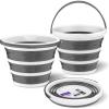 image:imageSuperio Collapsible Bucket 2 Gallon Bucket with Handle Grey Car Wash Bucket Small Foldable Silicone Pail for Camping Fishing Cleaning Mopping 10 Liter 22