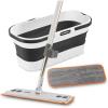 image:imageSuperio Fold N Go 10L Collapsible Mop Bucket with Wheels SelfWringing Microfiber Flat Mop amp 8x45 Reusable Pad  Portable HandsFree Cleaning Set for Home amp Outdoor Use