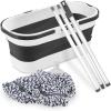 image:imageSuperio String Microfiber Mop with 3Part Stainless Steel Handle amp 10L Fold N Go Collapsible Bucket with Wheels  HeavyDuty Floor Cleaning Set with Hanging Loop  Grey