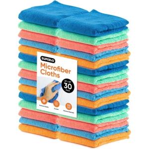 image:imageSuperio Microfiber Squeegee Mopping Towel Extra Large Miracle Cloth Streak Free Floor Cloth 20x30 House Kitchen Bathroom Car Multi Colored 30 Pack