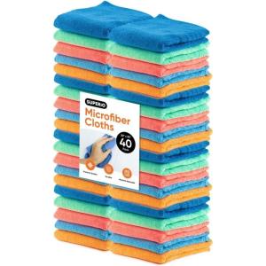 image:imageSuperio Microfiber Squeegee Mopping Towel Extra Large Miracle Cloth Streak Free Floor Cloth 20x30 House Kitchen Bathroom Car Multi Colored 40 Pack