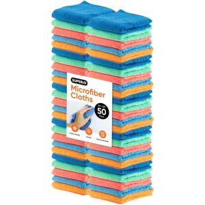 image:imageSuperio Microfiber Squeegee Mopping Towel Extra Large Miracle Cloth Streak Free Floor Cloth 20x30 House Kitchen Bathroom Car Multi Colored 50 Pack