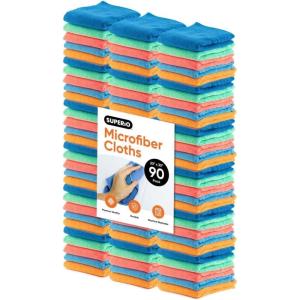 image:imageSuperio Microfiber Squeegee Mopping Towel Extra Large Miracle Cloth Streak Free Floor Cloth 20x30 House Kitchen Bathroom Car Multi Colored 90 Pack
