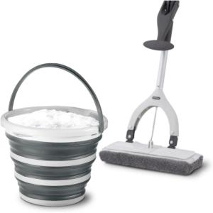 image:imageSuperio Miracle Microfiber SelfWringing Flat Mop with Telescopic Handle amp Replacement Pad  Lightweight HeavyDuty Mop for Hardwood Tile Laminate amp Walls  GreyMop with Bucket
