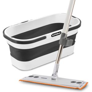 image:imageSuperio SelfWringing Microfiber Cleaning Mop with HandsFree Wringing Blade and Reusable amp Washable 8 x 45 Microfiber Mopping Pad for Home Kitchen Bathroom StreakFree Cleaning2 Pack