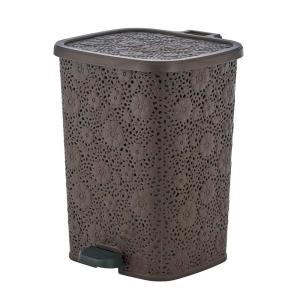 image:imageSuperio Small Pedal Stepon Trash Can with Lid Brown Lace Design 27 Qt for Bedrooms Bathrooms and Office
