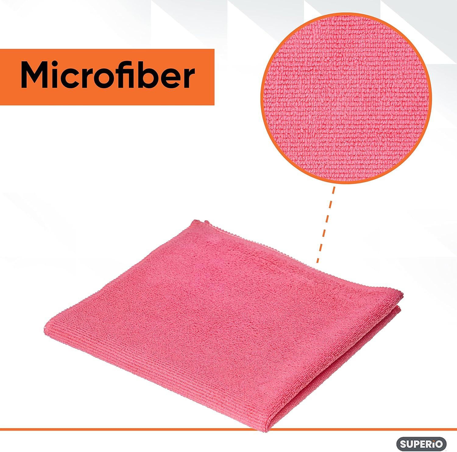 image:imageSuperio Microfiber Cleaning Cloths ColorCoded for Easy Organization UltraSoft Durable MultiPurpose Cloths for Bathroom Kitchen Windows Furniture Electronics Pink 3 Pack