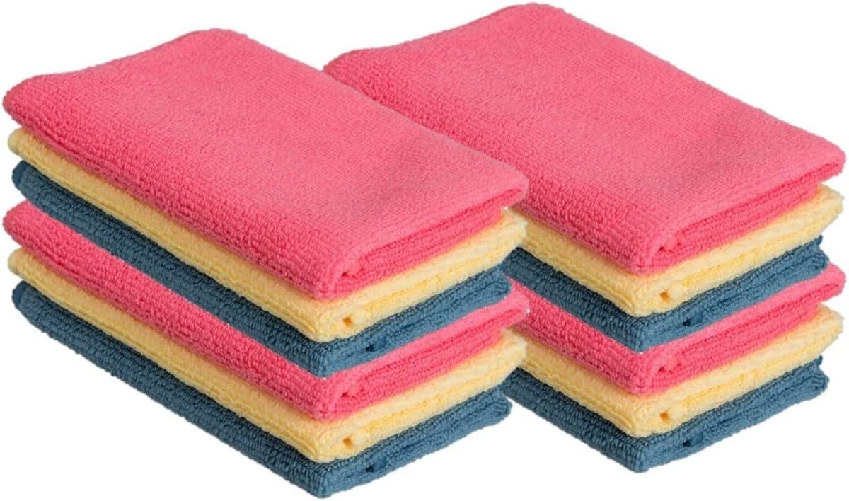 image:imageSuperio Microfiber Cleaning Cloths ColorCoded for Easy Organization UltraSoft Durable MultiPurpose Cloths for Bathroom Kitchen Windows Furniture Electronics PinkBlueYellowPinkblueyellow