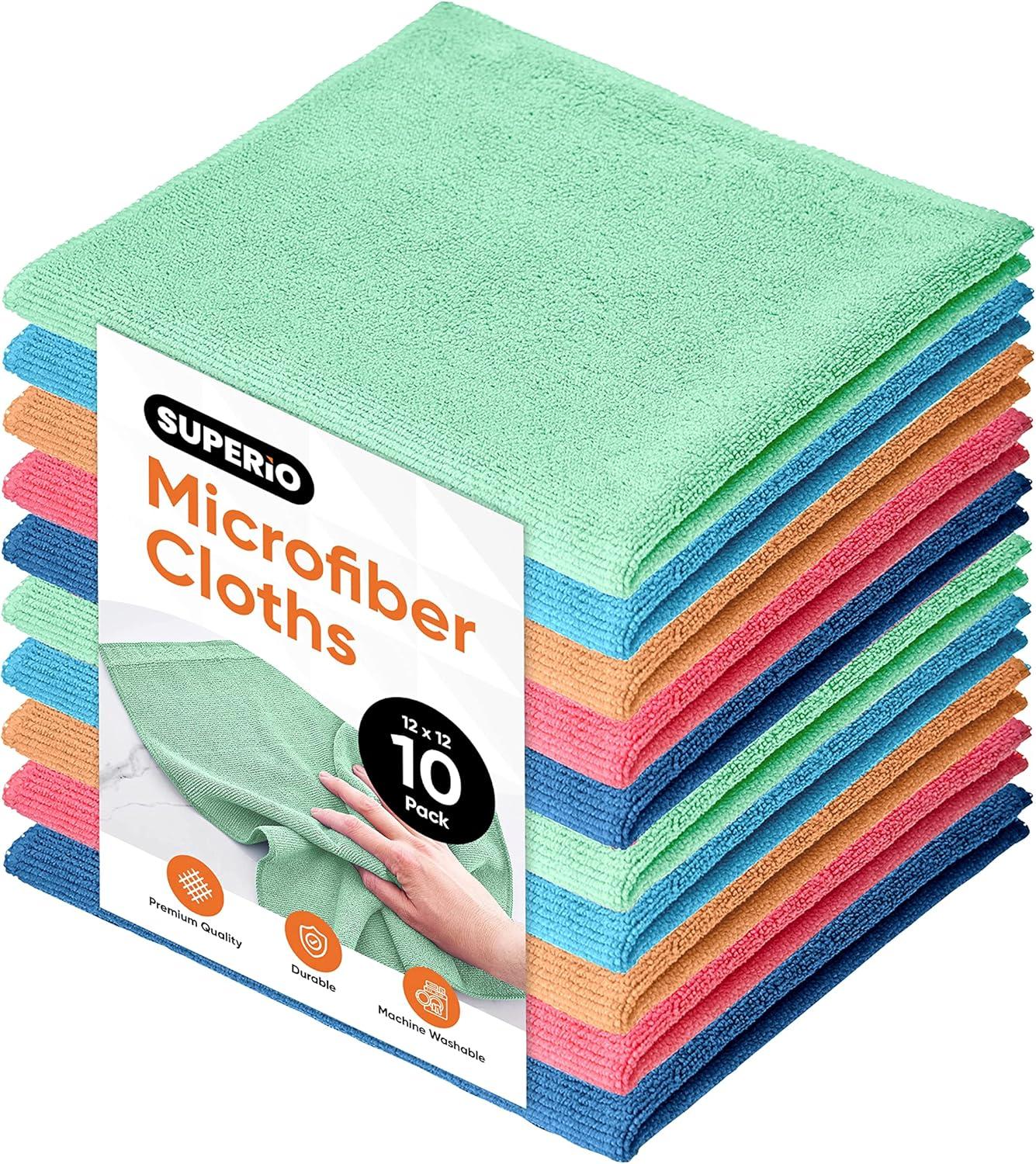 image:imageSuperio Microfiber Cleaning Cloths ColorCoded for Easy Organization UltraSoft Durable MultiPurpose Cloths for Bathroom Kitchen Windows Furniture Electronics Multi 72 Pack