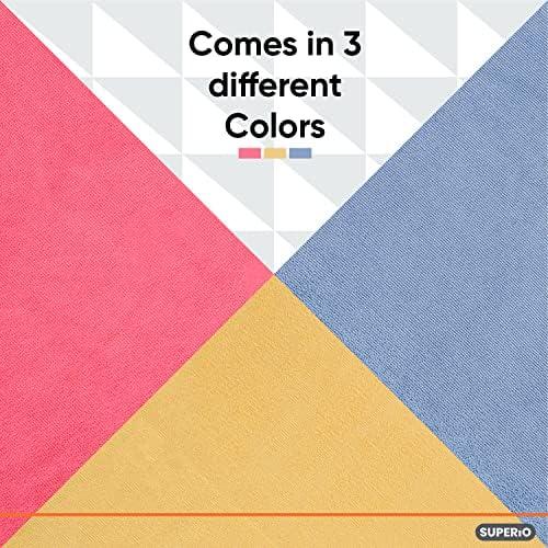 image:imageSuperio Microfiber Cleaning Cloths ColorCoded for Easy Organization UltraSoft Durable MultiPurpose Cloths for Bathroom Kitchen Windows Furniture Electronics PinkBlueYellowPinkblueyellow