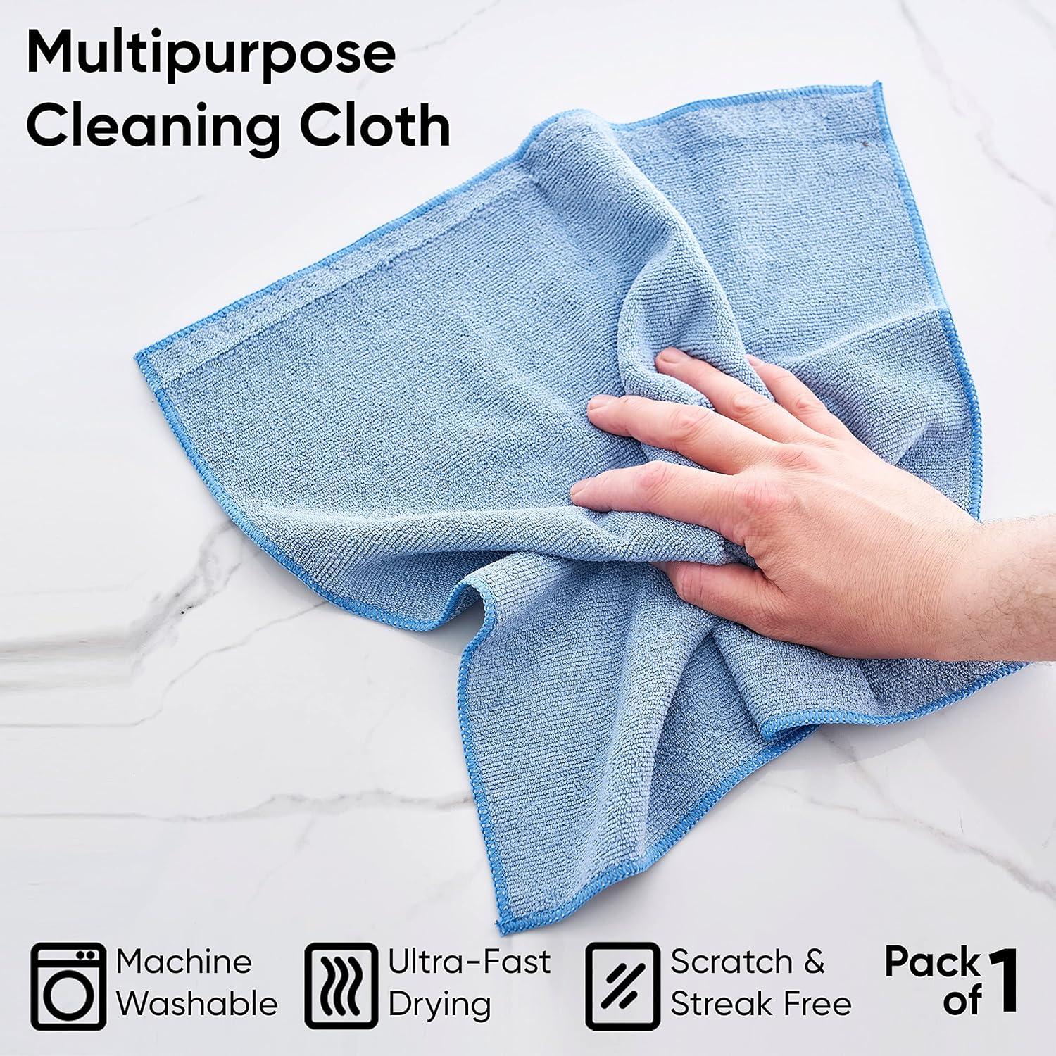 image:imageSuperio Microfiber Cleaning Cloths ColorCoded for Easy Organization UltraSoft Durable MultiPurpose Cloths for Bathroom Kitchen Windows Furniture Electronics Blue 2 Pack
