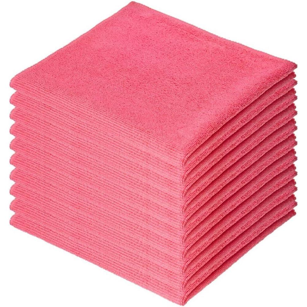 image:imageSuperio Microfiber Cleaning Cloths ColorCoded for Easy Organization UltraSoft Durable MultiPurpose Cloths for Bathroom Kitchen Windows Furniture Electronics Pink 10 PackPink