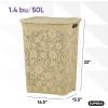 image:imageDesigned Laundry Hamper with Lid Plastic Laundry Hamper Basket Beige Tall Cloths Hamper Organizer with Cutout Handles Space Saving for Laundry Room Bedroom Bathroom Lace Design 50 Liter
