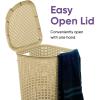 image:imagePlastic Corner Laundry Hamper with Lid Curved Designed Laundry Basket 3 Pack Triangle Black Cloths Hamper Organizer with Cutout Handles for Laundry Room Bedroom Bathroom Wicker Design 50 LiterBeige