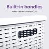 image:imagePlastic Corner Laundry Hamper with Lid Curved Designed Laundry Basket 3 Pack Triangle Black Cloths Hamper Organizer with Cutout Handles for Laundry Room Bedroom Bathroom Wicker Design 50 LiterWhite