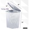 image:imagePlastic Corner Laundry Hamper with Lid Curved Designed Laundry Basket 3 Pack Triangle Black Cloths Hamper Organizer with Cutout Handles for Laundry Room Bedroom Bathroom Wicker Design 50 LiterWhite