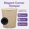 image:imagePlastic Corner Laundry Hamper with Lid Curved Designed Laundry Basket 3 Pack Triangle Black Cloths Hamper Organizer with Cutout Handles for Laundry Room Bedroom Bathroom Wicker Design 50 LiterBeige