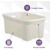 image:imagePlastic Laundry Basket Small Storage Hamper Basket 3 Pack Cream Cloths Basket Organizer with CutOut Handles Space Saving for Laundry Room Bedroom Bathroom Knit Design 40 Liter