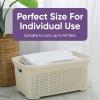 image:imagePlastic Laundry Basket Small Storage Hamper Basket 3 Pack Cream Cloths Basket Organizer with CutOut Handles Space Saving for Laundry Room Bedroom Bathroom Knit Design 40 Liter